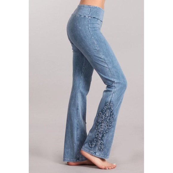 Best Pants EVER!  Mineral Washed bootcut Crochet - Picture 2 of 5